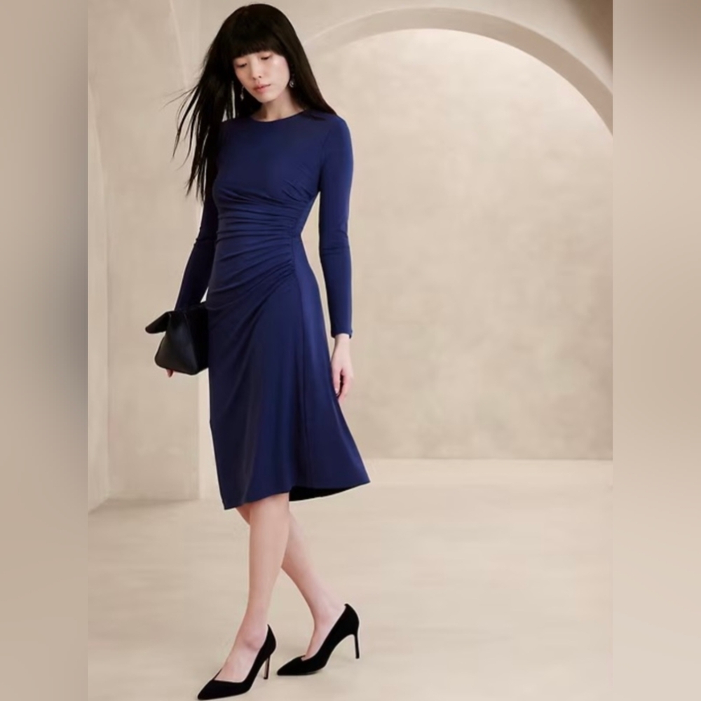 Banana Republic Knit Shirred Midi Dress NWT